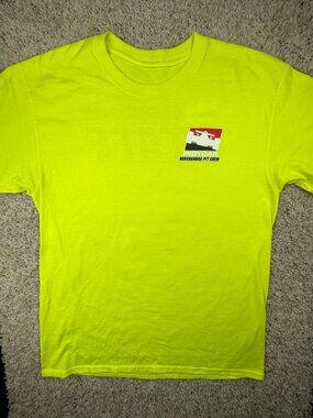 Indycar Neon Yellow Staff T Shirt Men’s Short Sleeve Pullover Cotton Large